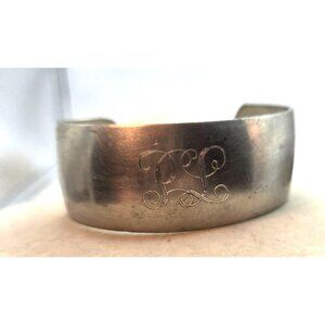 Engraved  Cuff Bracelet Monogrammed RL Vintage Wide Band Adjustable